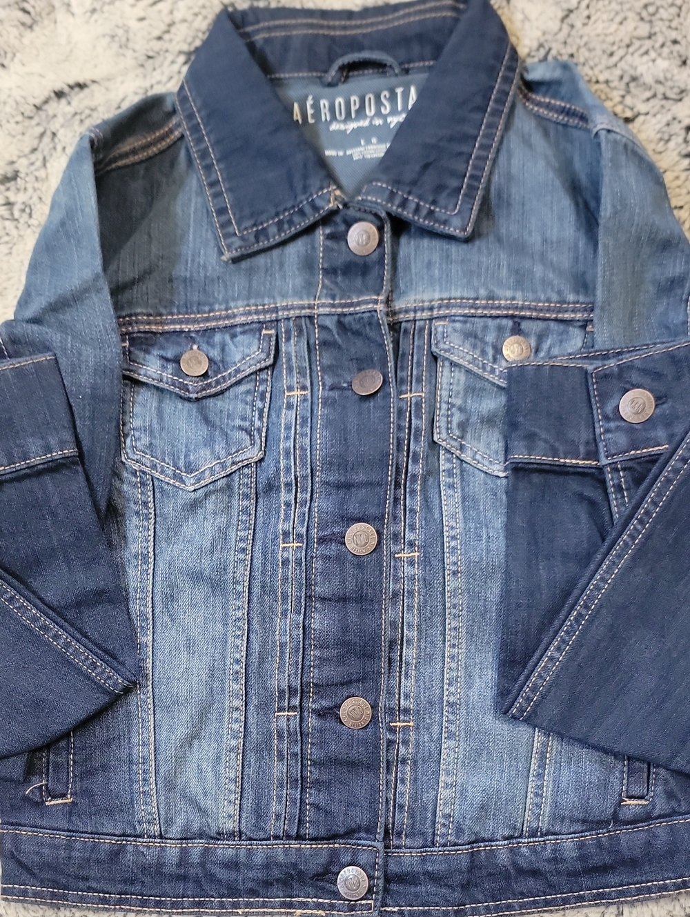 Aéropostale Colorblock Two Tone Denim Trucker Jacket NWT Size L